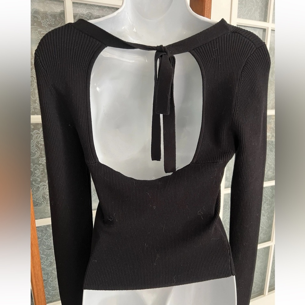 ZARA Black Cutout Knit Sweater Top NEW LARGE